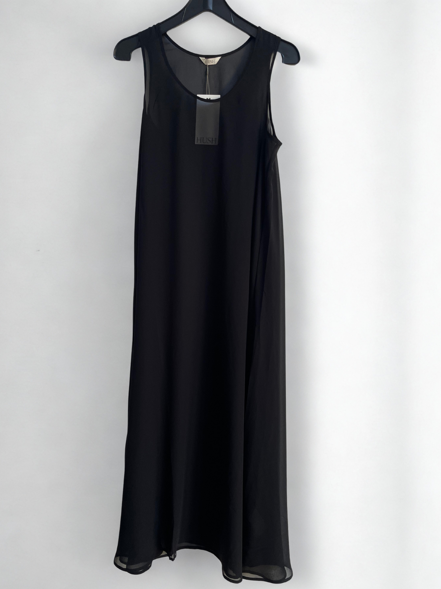 HUSH Lizzie Sheer Black Maxi Dress, Size S