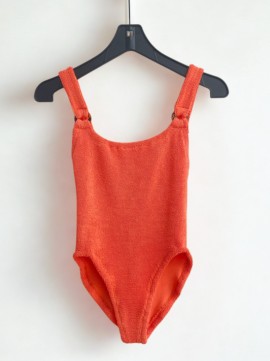 Hunza G Domino Scoop-Neck Crinkle Swimsuit Orange