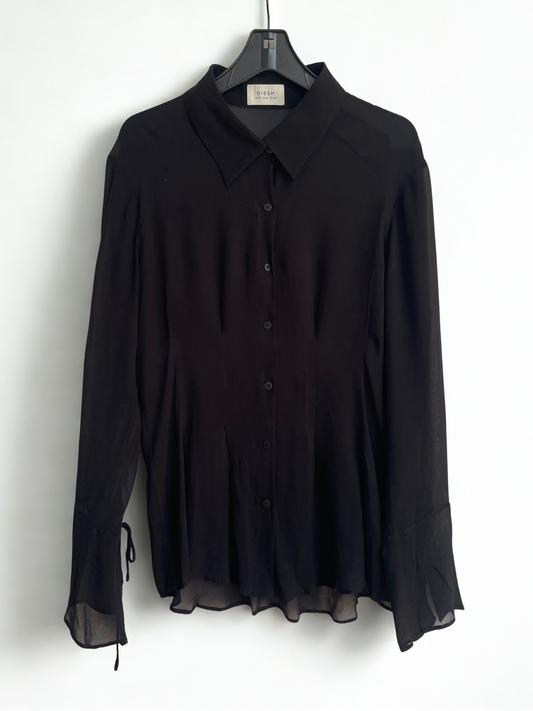 DISSH Bowie Black Sheer Viscose Shirt, Size 12