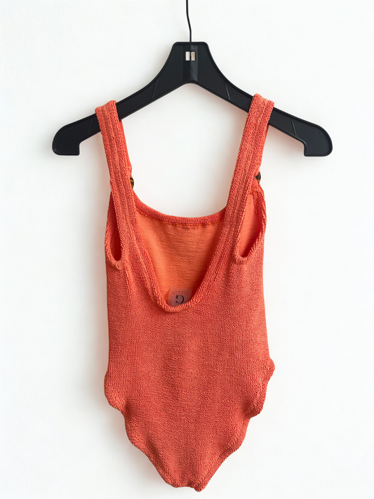 Hunza G Domino Scoop-Neck Crinkle Swimsuit Orange