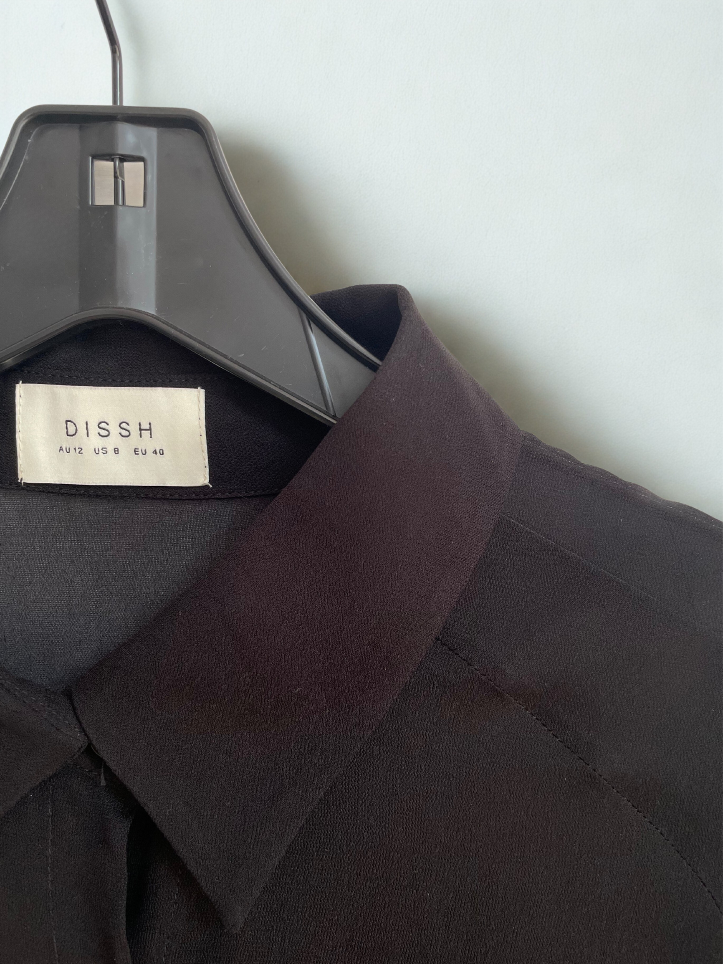 DISSH Bowie Black Sheer Viscose Shirt, Size 12
